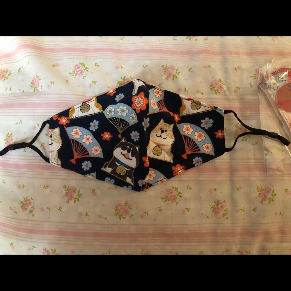 Cute Traditional Japanese print Shiba Inu FaceMask